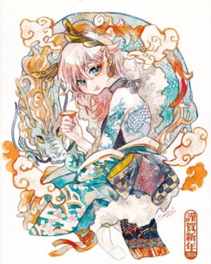 Wakana Instagram - #HappyNewYear2024 
今年も頑張って描いていきたい！よろしくお願いします！
#illustration #watercolor 
#watercolor