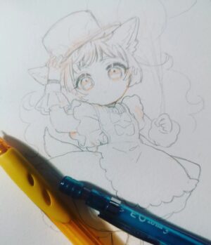 Wakana Instagram - ちょっと目力強めの子になってしまったけど
なんとか完成できそう〜！
#illustration 
#wip #watercolor 
#イラスト