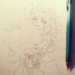Wakana Instagram - 新しい名刺兼次の展示でお披露目する絵です💪🥳
#wip