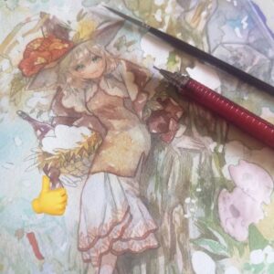 Wakana Instagram - 大体できてきた！あともう少し加筆して調整したら完成だー！
来月のあとさんの展示で出す予定だよ！
#wip 
#watercolor 
#illustration
