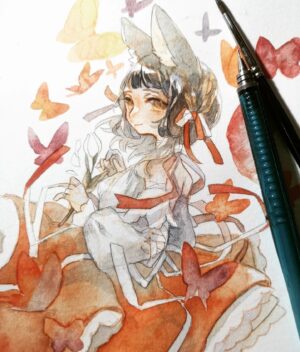 Wakana Instagram - この前の子と連作です🦋
#wip 
#watercolor
