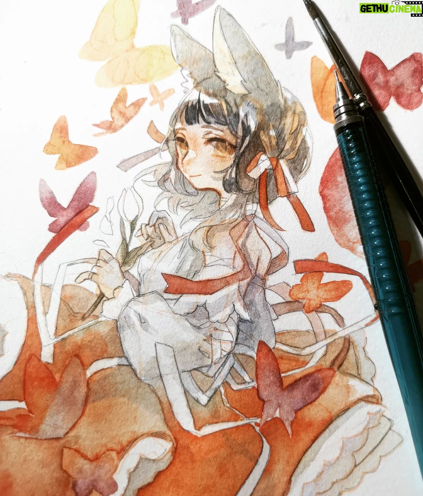 Wakana - 130 Likes - この前の子と連作です🦋
#wip
#watercolor
