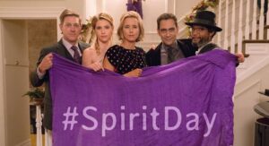 Wallis Currie-Wood Instagram - @glaad #Spiritday is here! Get your purple out and show the #LGBTQ youth in this world that we stand with them and against bullying. All of us at @madamsecretarycbs are with you 💜