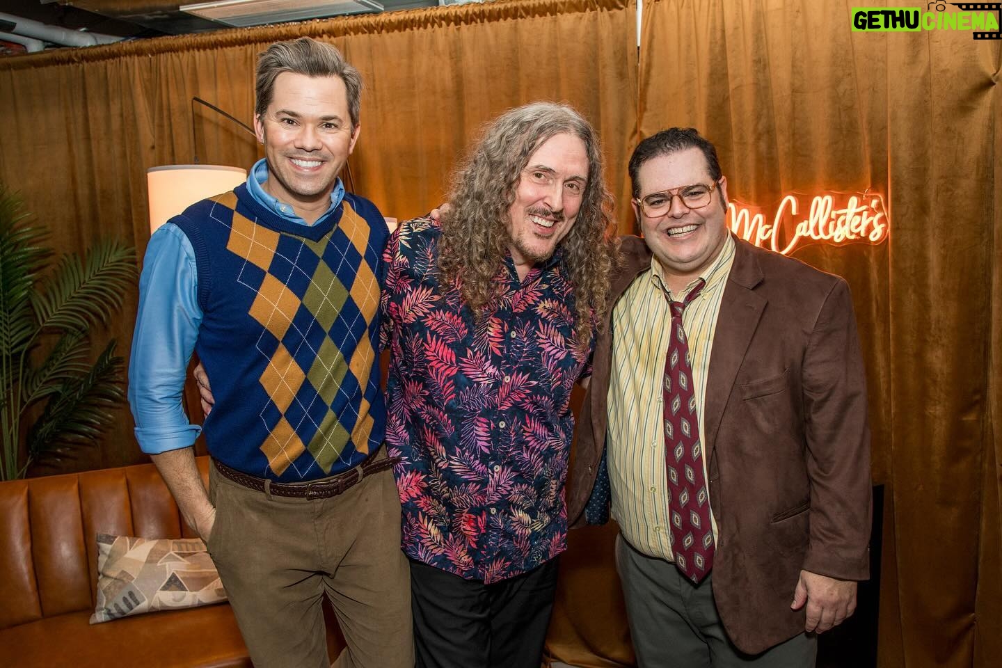 'Weird Al' Yankovic - 28.4K Likes - Hey, I made my Broadway debut last night!!! Huge thanks to the insanely funny @joshgad and @andrewrannells, who were kind enough to let me eat dreams with them on stage at @gutenbergbway. 📸: @triciambaron