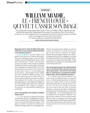 William Abadie Instagram - Thank you @forbes_fr. 
I had a wonderful time meeting @sabah_kaddouri in Lyon for this interview!

@forbes 
@sparklesbubbles 

Photography: @kimhardyphotography

@curtisbrowntalent