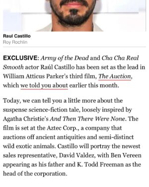 William Atticus Parker Instagram - so excited to work with one of my favorite working actors. can’t wait to show this to y’all. get ready for a wild ride.🦎
