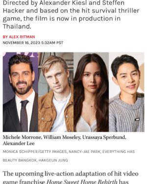 William Moseley Instagram - New movie #homsweethomerebirth #thailand #letsgo @hollywoodreporter