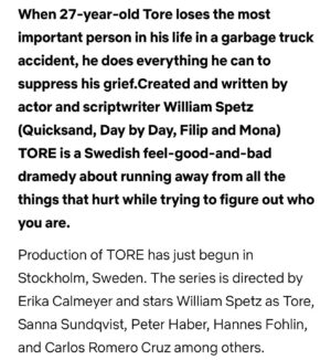 William Spetz Instagram - ”TORE” har premiär på Netflix 2023 och jag fattar ingenting!!!!!!!!!!