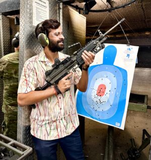 Yash Soni Instagram - Sound of metal. Swipe to see crazy shots 🔥
And yes that coolest shirt is from @siddhesh_chauhan 

#Guns #Vegas #Target #Sniper