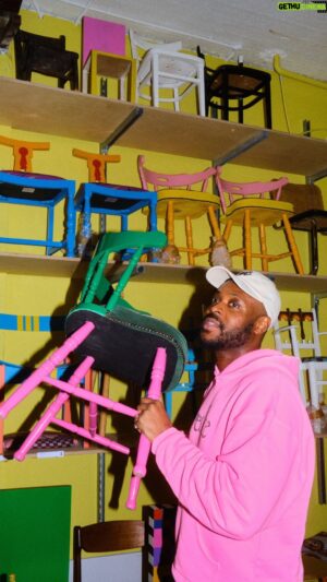 Yinka Ilori Instagram - Why does @yinka_ilori own so many chairs? What music is on his studio playlist? Why is Acton the most inspiring place in London? We visited the artist’s neon-bright studio to ask all the important questions. 

Yinka ILORI tells us about his connection to skate culture, his affinity for pink and the inspiring messages behind his new collaboration with @theskateroom.

Discover more about the collection at the link in bio.