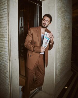 Youssef Othman Instagram - Skipped the stairs and sat down for a chill talk with @identitymageg for their January cover shoot. Full interview in bio 🧷 

Designer: @moamenawadofficial 
Stylist: @kariemfadl 
Byline: @_nouran11_ 
Photography: @photobyamro 
Videography: @mekkyvideocompany 
Creative Director: @moamenawadofficial 
Hairdresser: Sameh Anwar 
Personal assistant: @omar_elshennawi 
Personal trainer: @mazenhatem24
Shoes: @gazellefootwear
Accessories: @cords.co 
Venue: @fairmontnilecity 

#freepalestine