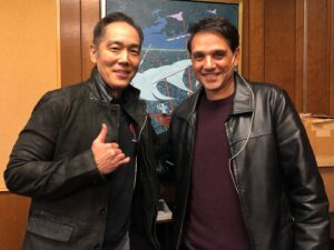 Yuji Okumoto Instagram - Such an honor to be at your book signing. Best of luck on the rest of your tour, Brotha! 🤙 @ralph_macchio  #KarateKid #CobraKai #WaxingOn