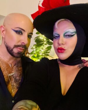 Yvonne MacInnis Instagram - The Holi-Gays are here again! 

Our annual drags-giving festivity was even more fabulous because of this makeup inspired by the amazing @itsravenhunty_ 🎄❤️🌈🎄💖⚡️

Swipe right for the family holigay card featuring @lijhajade and the real diva, @miz_ziggy 🐾 🎀 🐶

#holigays #mychosenfamily #queerdo #diva #makeupartist #dragqueen #dragqueen #divastyle #makeupartists #holidayseason #holidaymakeup