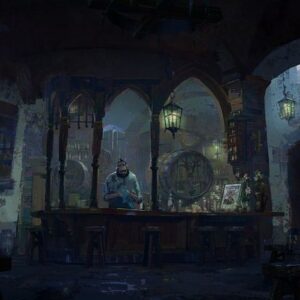 Zac Retz Instagram - The Cantina. @ianmcque did the incredible drawing! It’s easy to paint when you have a master drawing to paint over! #pussinboots #pussinbootsthelastwish