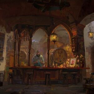 Zac Retz Instagram - The Cantina. @ianmcque did the incredible drawing! It’s easy to paint when you have a master drawing to paint over! #pussinboots #pussinbootsthelastwish
