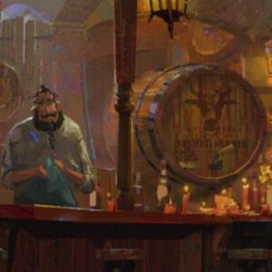 Zac Retz Instagram - The Cantina. @ianmcque did the incredible drawing! It’s easy to paint when you have a master drawing to paint over! #pussinboots #pussinbootsthelastwish