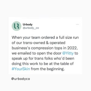 Zackary Drucker Instagram - Announcing a new gender-affirming line for trans folks the day before #TDOV but not mentioning the attack on trans lives? 🤯 According to @bof, “The line is also an opportunity for @Yitty to widen its consumer base, especially as it seeks to grow sales to nearly $100 million this year.”

As a small company with limited reach and resources, and with the awareness that Black and Brown trans women are the most targeted members of our community, we at Urbody were excited by the potential to see our community have a meaningful seat at the table with a brand represented by Lizzo, her platform, and her powerful, vital message of racial and size inclusivity. Instead, we were left disappointed.

@lizzobeeating, we know you’re an advocate for inclusivity and a supporter of the trans community, and we want to bring this matter to your attention. #tdov #translivesmatter #transdayofvisibility #transrights #transrightsarehumanrights