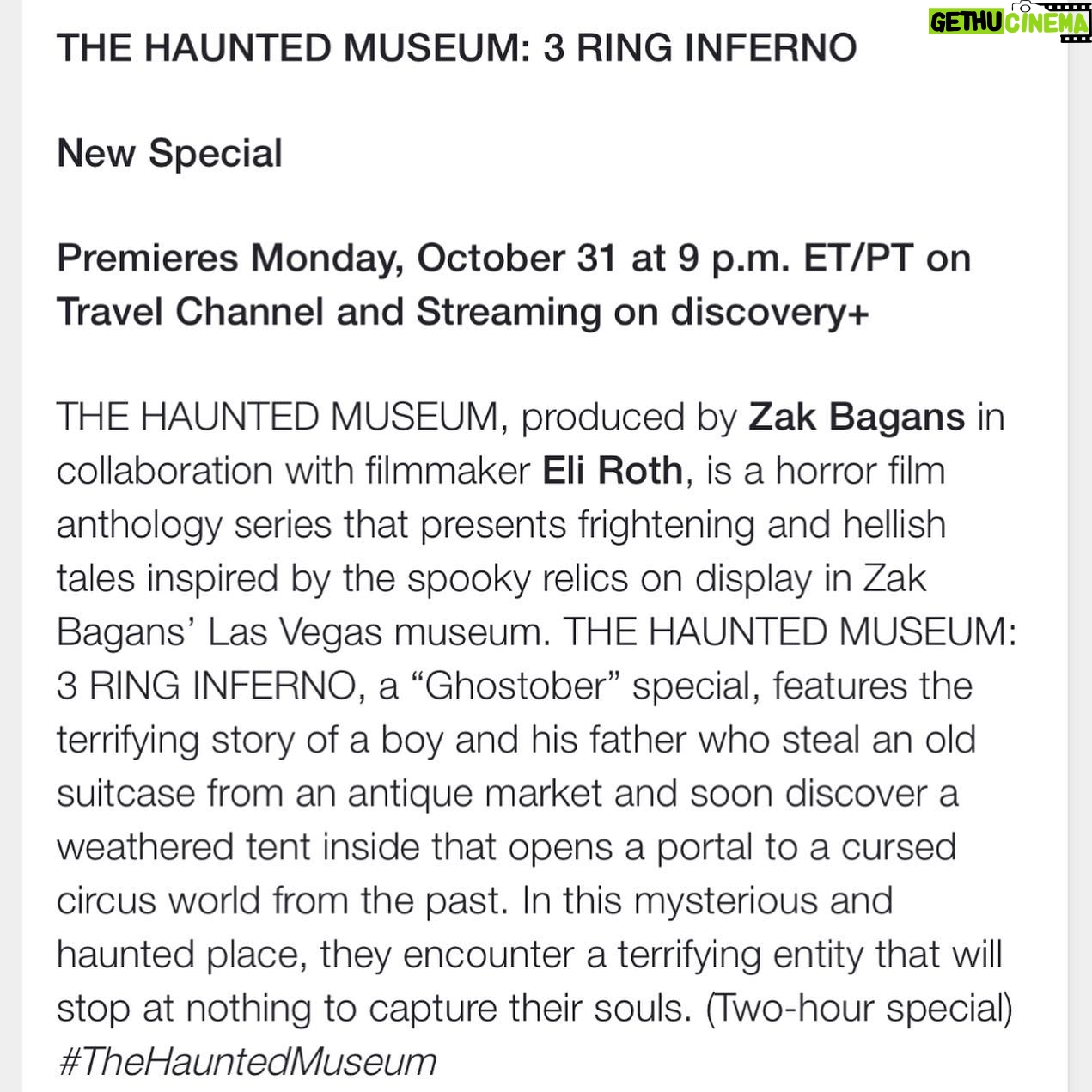 Zak Bagans - 43K Likes - #Ghostober All-New Premieres: @discoveryplus @travelchannel : #GhostAdventures 👻 9/15 #HalloweenWars 🎃 @foodnetwork 9/18 #GADevilsDen 👹 9/29 #TheHauntedMuseum3RingInferno 🤡 2-hour Movie 10/31
