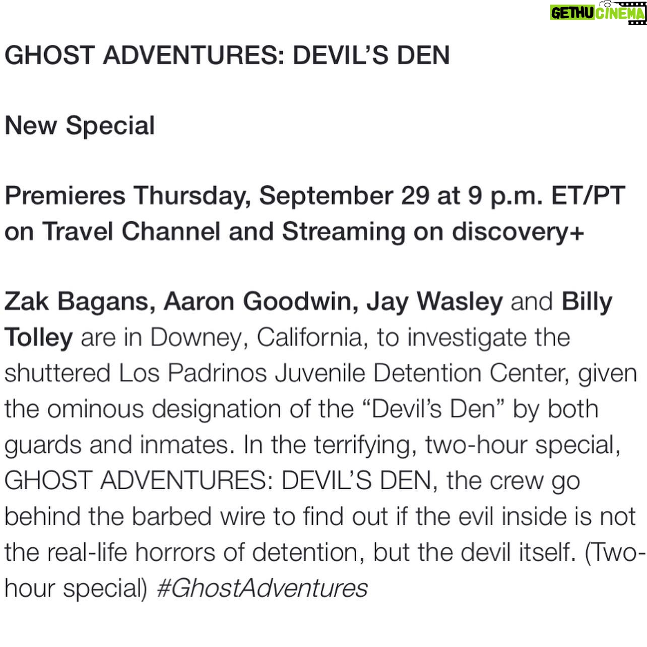 Zak Bagans - 43K Likes - #Ghostober All-New Premieres: @discoveryplus @travelchannel : #GhostAdventures 👻 9/15 #HalloweenWars 🎃 @foodnetwork 9/18 #GADevilsDen 👹 9/29 #TheHauntedMuseum3RingInferno 🤡 2-hour Movie 10/31