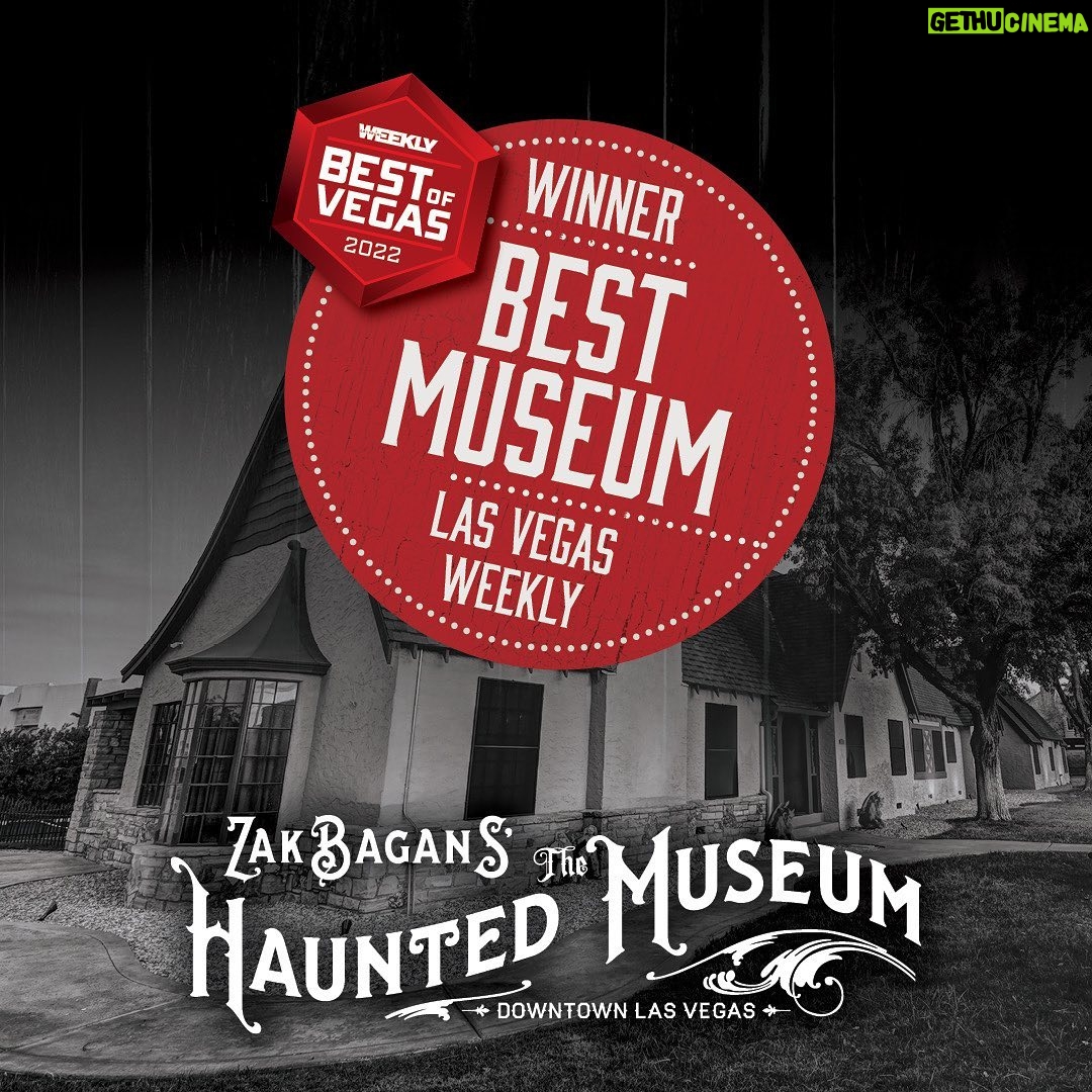 Zak Bagans - 54.4K Likes - THANK YOU to @lasvegasweekly for naming The Haunted Museum “Best Museum” in Las Vegas!!….awesome awards ceremony they held at Area 15 last night. I also want to thank ALL of our guests who travel from around the world to visit, my incredible staff and all the fans who continue to show their support! Huge honor
