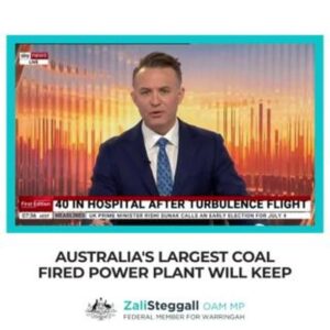 Zali Stegall Instagram - Propping up Eraring will not just cost another $450m – let’s not forget the extra 20m  tonnes of emissions that may come from it remaining open. Australian Tax payers should not be paying to prop up and extend the life of the fossil industry.