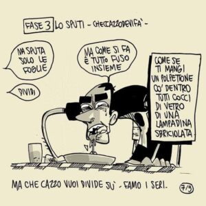 Zerocalcare Instagram - Siccome ho fatto le analisi ed erano quelle di un panda anziano mi hanno levato carne ova latte pasta e devo mangiare un botto di verdura, cerco di usare quest'esperienza per aiutare e mettere in guardia il prossimo.