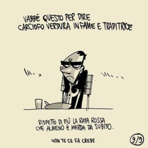 Zerocalcare Instagram - Siccome ho fatto le analisi ed erano quelle di un panda anziano mi hanno levato carne ova latte pasta e devo mangiare un botto di verdura, cerco di usare quest'esperienza per aiutare e mettere in guardia il prossimo.