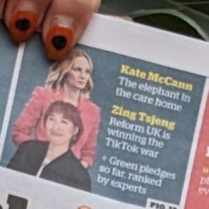 Zing Tsjeng Instagram - I'm a columnist in today's @theipaper! I wrote about Labour and the Tories going to war on TikTok and how - pretty shockingly - both parties still trail way behind Reform UK. Please note: I do not want my face this closely positioned next to Nigel Farage ever again 😔 Read the full piece at the link in bio.
