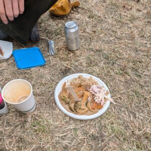 Zing Tsjeng Instagram - Glasto ft. friends, flags and the most disgusting plate of brown vegan slop I've ever paid £12 for. Please don't ask why I thought it was a good idea to put a bag of wine on my head during Shania Twain 🌞 

ALSO I lost a roll of Portra 400 film on Sunday, probably around the Pyramid Stage. If you found it, please DM me!
