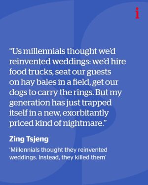 Zing Tsjeng Instagram - The sun is out, and the overpriced bouquets are in bloom – that’s right, it’s wedding season.

“But there’s a dark cloud on the summer horizon, a rumbling of premarital discontent,” writes Zing Tsjeng. “One brave defiler of nuptial norms raised her head in The Atlantic this month, boldly arguing to do away with plus-ones because they’re expensive. “Miserly nonsense!” one reader cried.

“With apologies to all the happily married couples I know, I’m with the killjoys on this one.”

⬆️ At the link in @theipaper’s bio, @miss_zing explains why.

“We’ve sleepwalked into a cost-of-living crisis where everyone agrees that £4 for a coffee is criminal but we’re expected to shelve our doubts when it comes to a mate’s wedding in Canberra.”