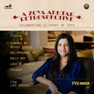 Zoya Akhtar Instagram - It’s On Like Donkey Kong 😊♥️

PVR - 136 cinemas - 38 cities

Mumbai, Pune, Nashik, Kolhapur, Indore, Vizag, Goa, Ahmedabad, Surat, Baroda, Aurangabad, Delhi, Noida, Kanpur, Lucknow, Gorakhpur, Dehradun, Hyderabad, Bangalore, Chennai, Jaipur, Kolkata and More💥

Link In Bio 💋