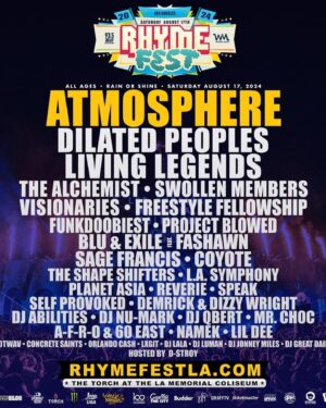 A-F-R-O Instagram - Catch A-F-R-O and 60 East as At The Sideshow this Saturday at RhymeFest in LA. We’ll be sharing the stage with Atmosphere, Alchemist and a whole lot more. We will also be doing a Meet and Greet at our booth at 4:20pm! Pull up on us, we will have some special treats for y’all! Tap in if you will be there! 💨 

#HipHop #RhymefestLA #Rhymefest