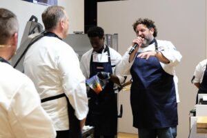 Aaron May Instagram - Day TWO of the @nationalrestaurantshow did not disappoint 🔥 Chef Aaron May joined RATIONAL in our live cooking arena for a Q&A with our VP of Culinary, Chef Billy Buck. 

We’re back to our live cooking shows with the RATIONAL chefs for today and tomorrow. See you at BOOTH 4840/4199. 🙌

#RATIONAL #2024RestaurantShow