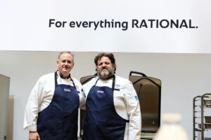 Aaron May Instagram - Day TWO of the @nationalrestaurantshow did not disappoint 🔥 Chef Aaron May joined RATIONAL in our live cooking arena for a Q&A with our VP of Culinary, Chef Billy Buck. 

We’re back to our live cooking shows with the RATIONAL chefs for today and tomorrow. See you at BOOTH 4840/4199. 🙌

#RATIONAL #2024RestaurantShow