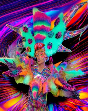 Acid Betty Instagram - 🌀I think you dropped something.. 🧬😵‍💫
•
🎨🥋Hat and outfit in size extra-small by the incomparable @mint_fuel 
•
👁️UV lashes available at @unicornskincosmetics 
•
💅🏻Nail gloves by the last Unicorn @vie.lette 🦄