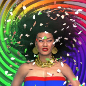 Acid Betty Instagram - Photoshop AI unleashed chaos: Acid Betty caught in a 90's rainbow pride typhoon, proudly rocking fan-delivered patches, badges, and pins on the most vibrant coat ever! 🌈💥 

Get ready for a nostalgic blast of pride! 🌀🌈💊☠️ Smells like Pride spirit is in the air!
Get ready to scroll through my baffling attempts at other AI-generated images. Brace yourself for a WTF-level of mind-bendingly terrible creativity! 😱🎨🙈