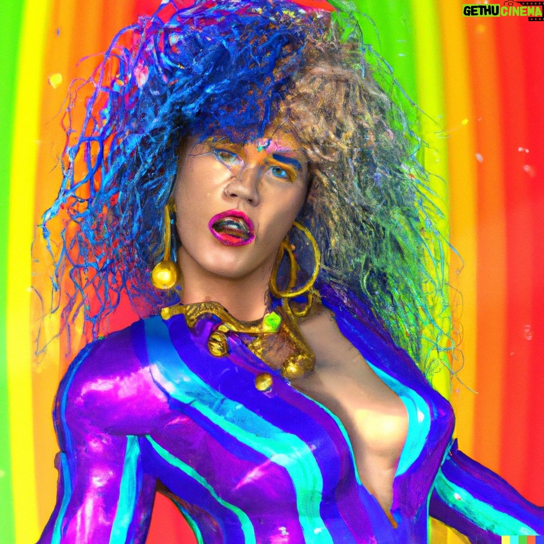 Acid Betty - 854 Likes - Photoshop AI unleashed chaos: Acid Betty caught in a 90's rainbow pride typhoon, proudly rocking fan-delivered patches, badges, and pins on the most vibrant coat ever! 🌈💥
Get ready for a nostalgic blast of pride! 🌀🌈💊☠️ Smells like Pride spirit is in the air!
Get ready to scroll through my baffling attempts at other AI-generated images. Brace yourself for a WTF-level of mind-bendingly terrible creativity! 😱🎨🙈