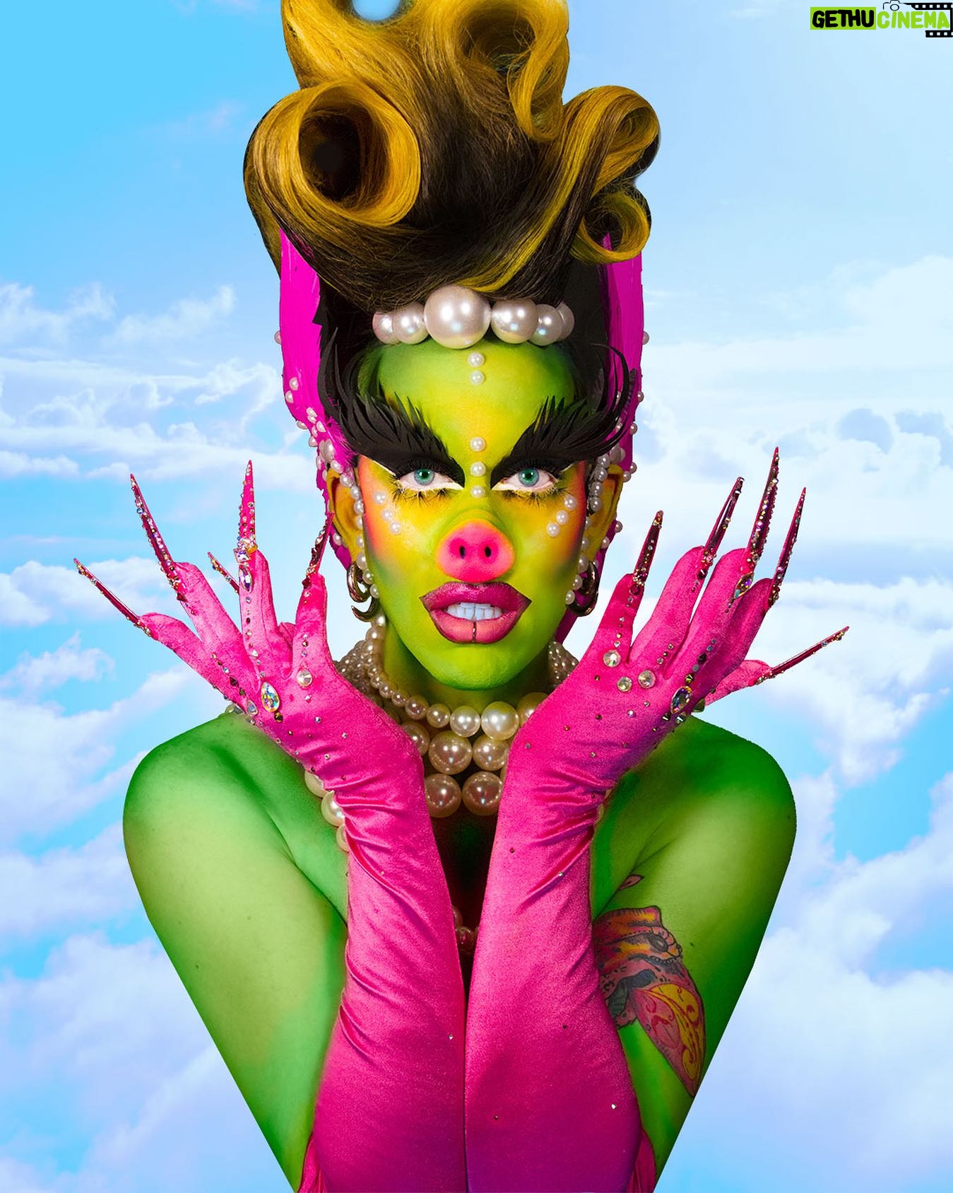 Acid Betty - 7.3K Likes - Throwing it back to 2017 when I channeled Glamour Pig vibes! 💅✨ Breakfast at Tiffany's, anyone? Eggs and ham? 🍳💍 My sister @vie.lette created these stunning nail gloves that mysteriously found their way into @alyssaedwards_1 ' collection from the first Glamour Pig! 🧤💖💅 #ThrowbackGlamour #SisterlyMystery" 📸🐖