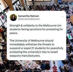 Adam Bandt Instagram - These students bravely forced the university to disclose its relationships with weapons manufacturers tied to genocide in Palestine. 

They deserve to be honoured, not punished. 

Peaceful protests has a home on campus.