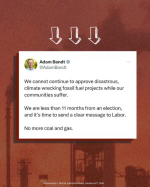 Adam Bandt Instagram - If Labor could stop approving new coal and gas in a climate crisis that would be GREAT, because it’s getting hot round here and not in a H-O-T T-O G-O kinda way 🥵