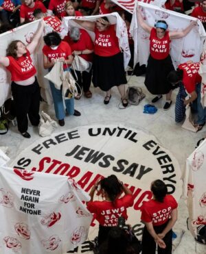 Adam Bandt Instagram - Power to those across the world who are demanding peace. 

This morning, hundreds of American Jews including elders, students, rabbis and descendants of Holocaust survivors have come together in the US Capitol to send a clear message to US Congress: Stop arming Israel. 

Tikkun Olam is a Jewish phrase in Hebrew which means to repair the world. 

Tikkun Olam - Free Palestine.

Photo credit: @jewishvoiceforpeace