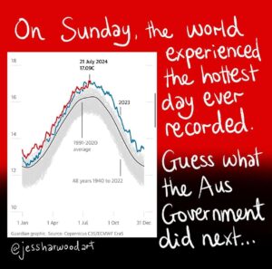 Adam Bandt Instagram - Louder, for those in the Labor Government.

Incredible artwork, as always, by @jessharwoodart 🎨