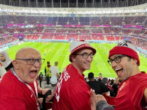 Adam Tsekhman Instagram - World Cup 2022 is one for the ages! Brilliant time with my pops and my main man Marsh. Canada made us proud by scoring 2 goals! #worldcup