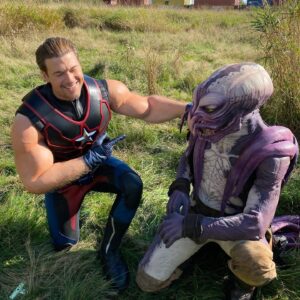 Adam Tsekhman Instagram - Nate laughing at Alien Gary’s weak arms and trying to convince him to take his special “supplements”.