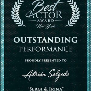 Adrián Salzedo Instagram - Y no paran de llegar buenas noticias... gracias por este reconocimiento internacional a @bestactoraward aún no consigo asimilarlo. Gracias a @alextejedor por la maravilla que creaste y por dejarme formar parte de ella. Larga vida a Sergi e Irina . #bestactor #outstandingperformance #hollywood #salzedo #conzeta #sergieirina #awards #premio