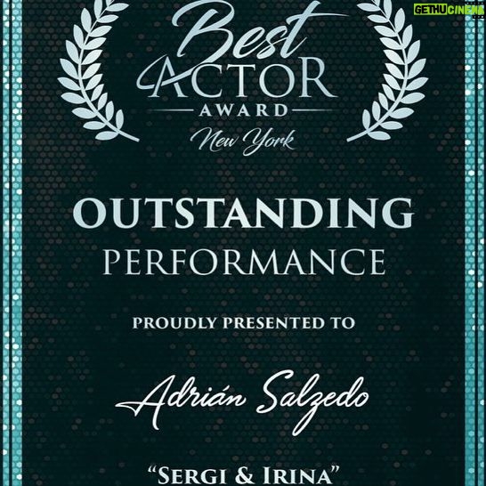 Adrián Salzedo - 1.1K Likes - Y no paran de llegar buenas noticias... gracias por este reconocimiento internacional a @bestactoraward aún no consigo asimilarlo. Gracias a @alextejedor por la maravilla que creaste y por dejarme formar parte de ella. Larga vida a Sergi e Irina . #bestactor #outstandingperformance #hollywood #salzedo #conzeta #sergieirina #awards #premio