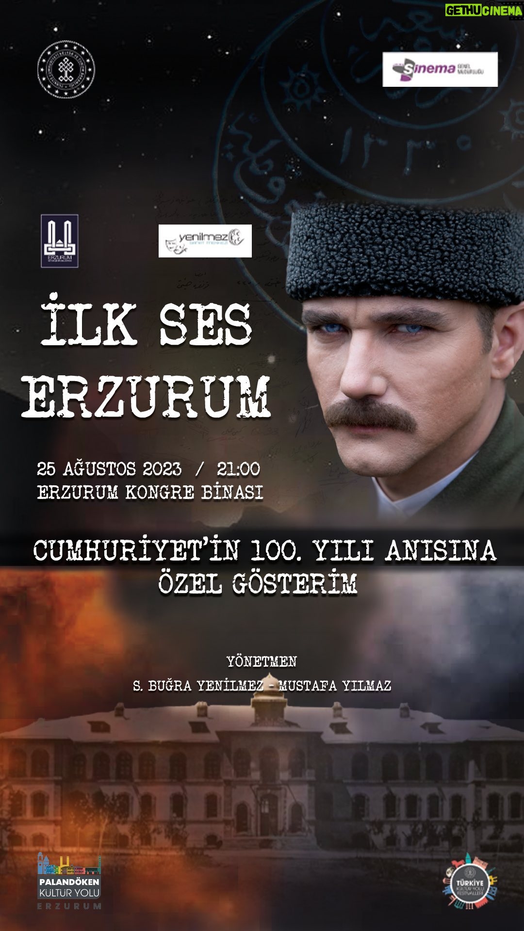 Ahmet Yenilmez - 495 Likes - İLK SES ERZURUM Sinema Filmi Fragmanı yayında
#Erzurum !
100 yıl önce birileri “ABD mandası!” derken Sen “Ya İstiklal Ya
Ölüm” dedin!
#dadaş !
#Erzurum 100 yıl sonra yine Sen yaptın!
25 Agustos Cuma Saat 21:00 ‘de Türkiye Cumhuriyet Devleti’nin temellerinin atıldığı Kongre Binasın’da Toplanıyoruz
.
#erzurum #kongre #kültüryolu #atatürk #cumhuriyet #türkiyeyüzyılı