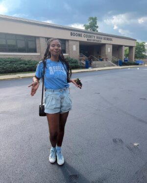 Akilah Hughes Instagram - Went back to Kentucky (the Greater Cincinnati area) to celebrate Juneteenth, pressure my school to change their racist mascot, and enjoy the 100° heat around downtown Cincinnati. It was a wonderful trip. 🩵🌈 If you still haven’t, go check out the podcast trailer for Rebel Spirit, link in bio. It’ll give you a better sense of what I’m doing and why.  Did you know Rebel Without a Cause (1955) is lauded as being the first Hollywood film to depict gay teens