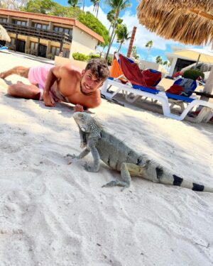 Alan Bronciac Instagram - Y a un pote qui est venu me rendre visite sur la plage 🦎