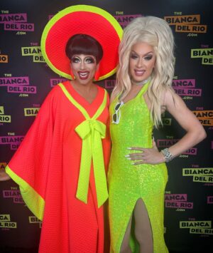 Alaska Thunderfuck Instagram - I had an incredible time at @rupaulsdragcon this weekend; reuniting with so many of my sisters, pushing the casual apparel agenda and meeting so many of you 💚🩷

I would like to take a moment to express my gratitude to everyone who worked in the clouds at our booth, making it such an enjoyable experience 🩵☁️ 💙

These beautiful gowns were made by @michaelbrambila and my hair on day one was crafted by the amazingly talented @billylamour with flowers that I painted 🌺
